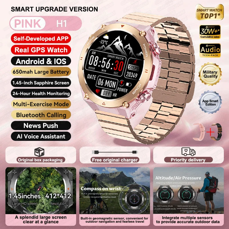 Para xiaomiimilitar certificação gps smartwatch 1.43 ''tela amoled bússola barômetro ip68 à prova dip68 água esportes pulseira de fitness: Laranja