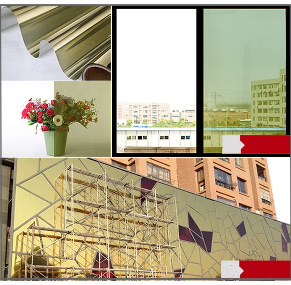 Sunice Gold Silver One Way Mirrored Reflective Window tint Film Privacy Glass Tint Sticker solar protective home building decor