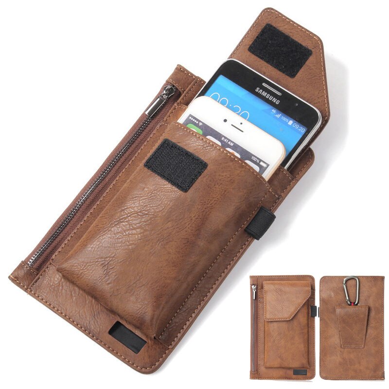 Universele Telefoon Zakje Voor Iphone Samsung Huawei Xiaomi Case Pu Leather Cover Belt Clip Holster Zakken Met Kaart/Pen houder Fundas