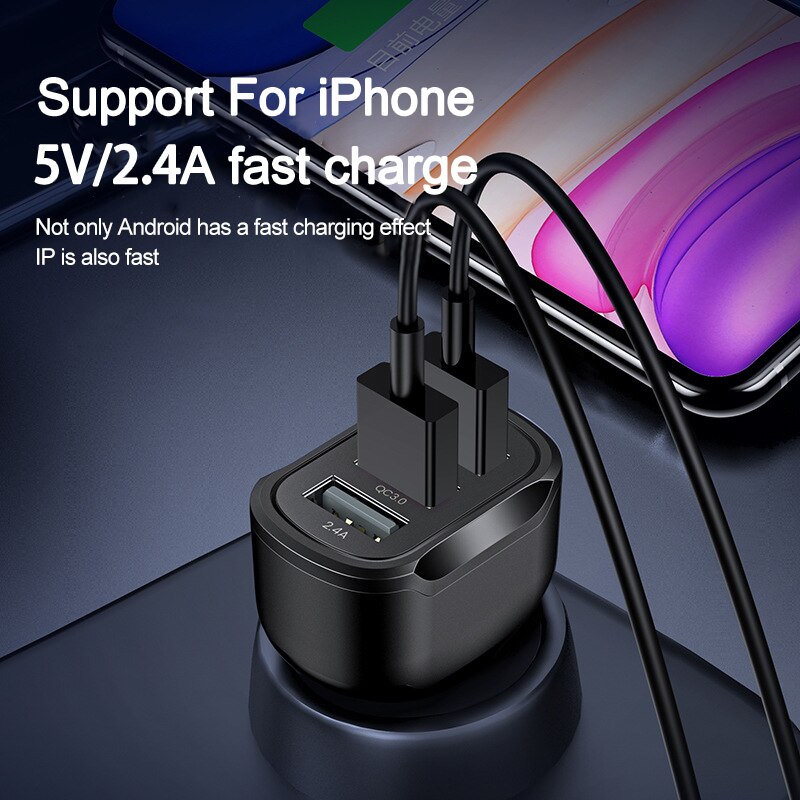 35W QC 3.0 4.0 Quick 3 USB Car Charger Universal Fast Charging In Car 3 Port Car-Charger For iPhone Samsung Xiaomi Smart Charge