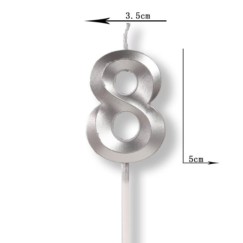 Gold Silver Number Candles Party Cake Topper Candle Kids Baby Birthday Anniversary Party Decoration: Silver Number 8