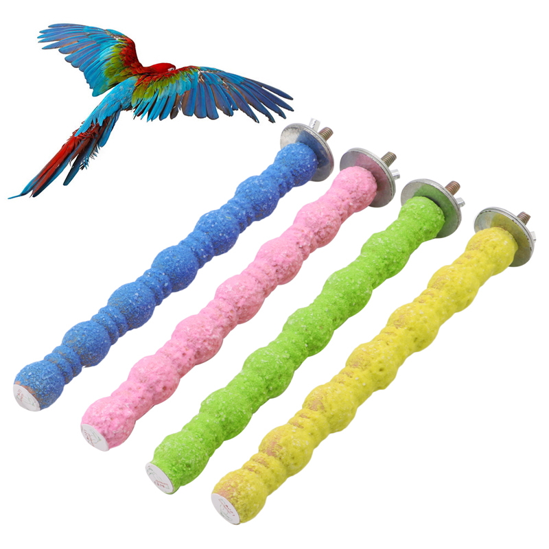 Jaula de pájaros para mascotas perchas coloridas soporte de molienda estante de plataforma mascar palos de garra de juguete
