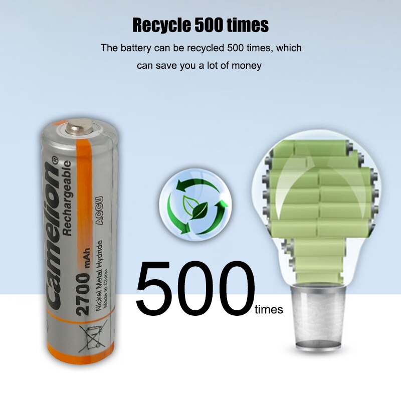 Camelion 2700mAh 1.2V AA Battery NiMH Ni-MH Rechargeable Battery Low self discharge high capacity