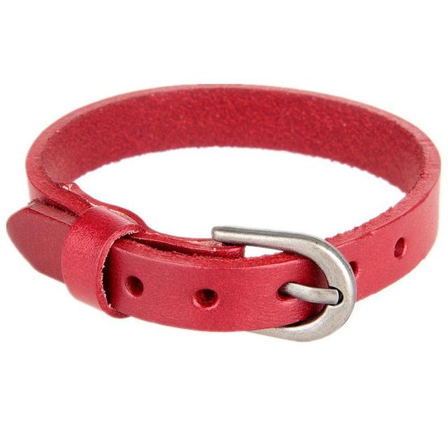 Korea Simple Wrist Strap Belt Buckle Leather Bracelet: red