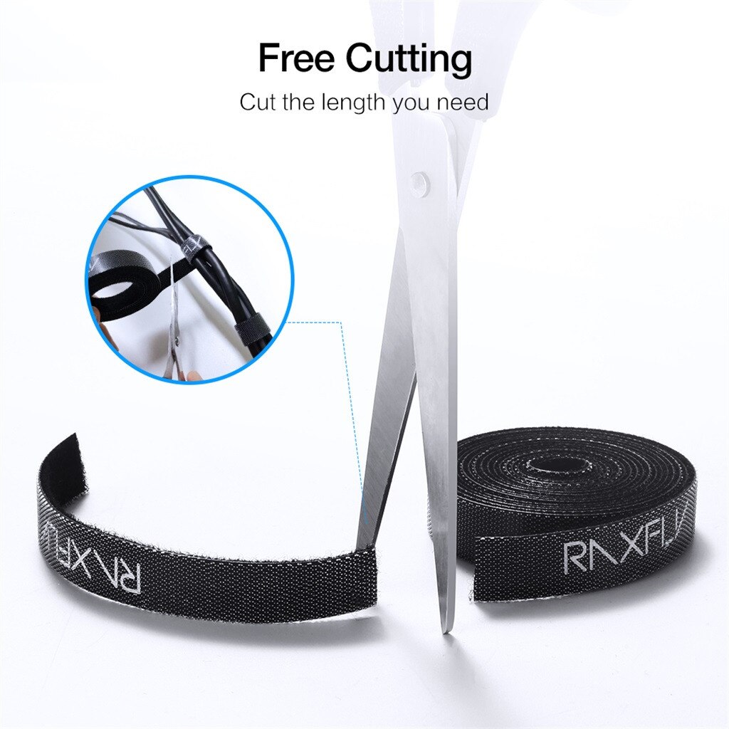 1/3/5M Ultra Thin Micro Soft Nylon Hook Buckled bandage Loop Fastener Magic Tape Clip Holder Cable Ties Strap Office Organizer