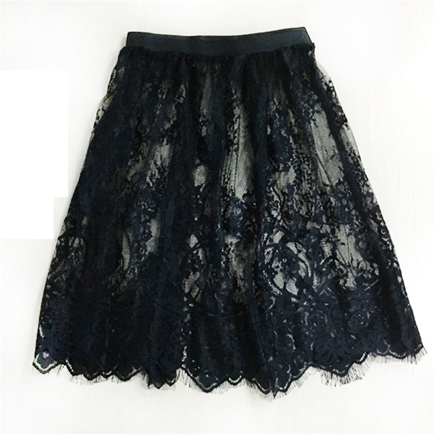 women lady's Lace slim Half Slips body slip mini slips Underskirt tulle pleated womens style: black