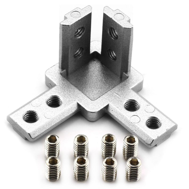 4-Pack 3030 série 3-Way extrémité coin support connecteur, avec vis pour Standard 8Mm T fente aluminium Extrusion profil: Default Title