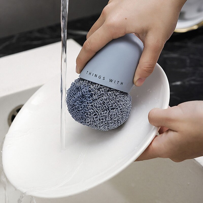 Køkken husholdning opvask vaskekande børste pande rengøring børste stål kugle rengøring kugle værktøj