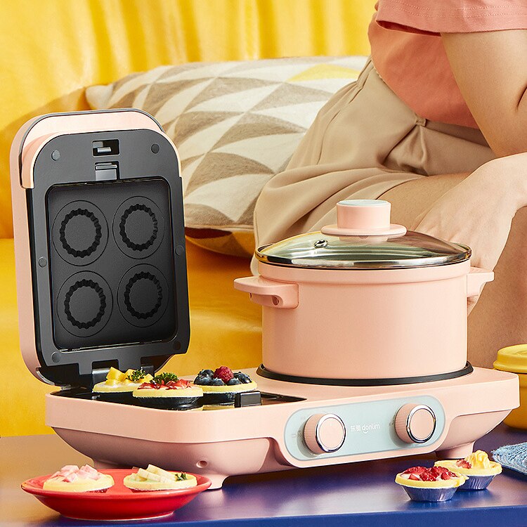 Poêle à frire électrique multifonction 3 en 1, 220V, poêle ménagère, pour pain, pizza, sandwich