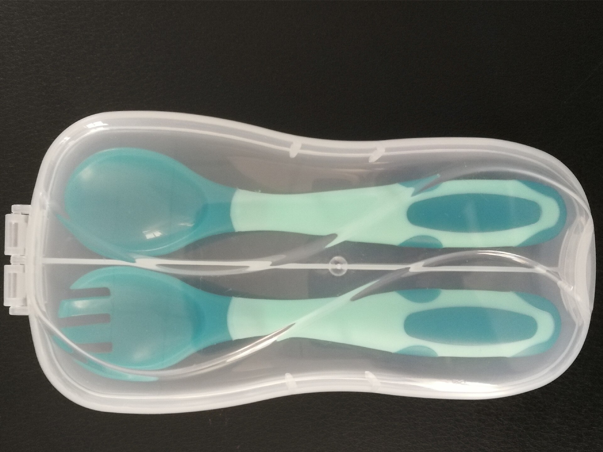 Baby Silicon Spoon Fork With Case Baby Safety Temperature Heat Sensing Feeding Spoon Kids Children Flatware Feeding Spoons: Blue with Case