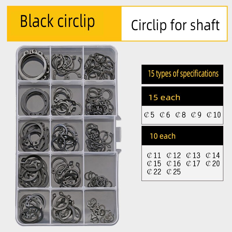 As Behoud Combinatie C-Type Borgring Elastische Snap Ring E Clip Washer Assortiment Kit Voor Externe