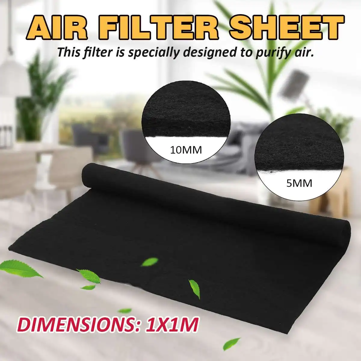 Filtre HEPA universel en mousse de charbon actif, 1 pièce, 1m x 1m, accessoires pour supporter ficateur d'air, tampon en feuille éponge