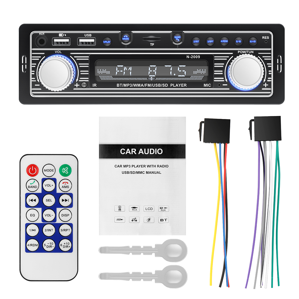 Bil bluetooth  mp3 -afspiller, enkeltspindelmaskine, bilradio, dobbelt usb-opladning, tf-afspiller