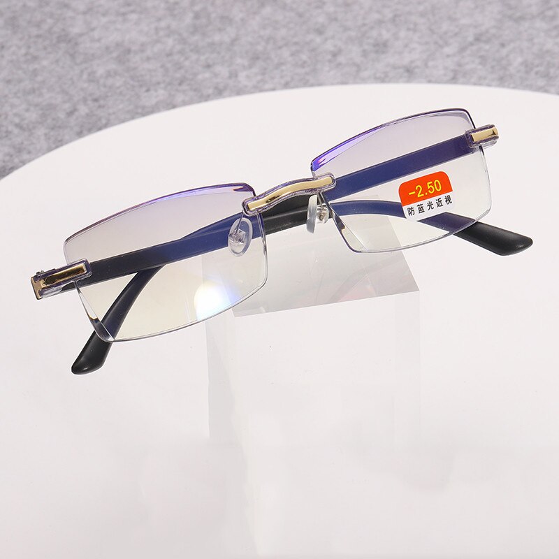 Afgewerkt Bijziendheid Bril Frameloze Bijziend Brillen Anti Blauw Licht TR90 Brillen Kortzichtig-1.0 1.5 2.0 2.5 3.0 3.5 4.0