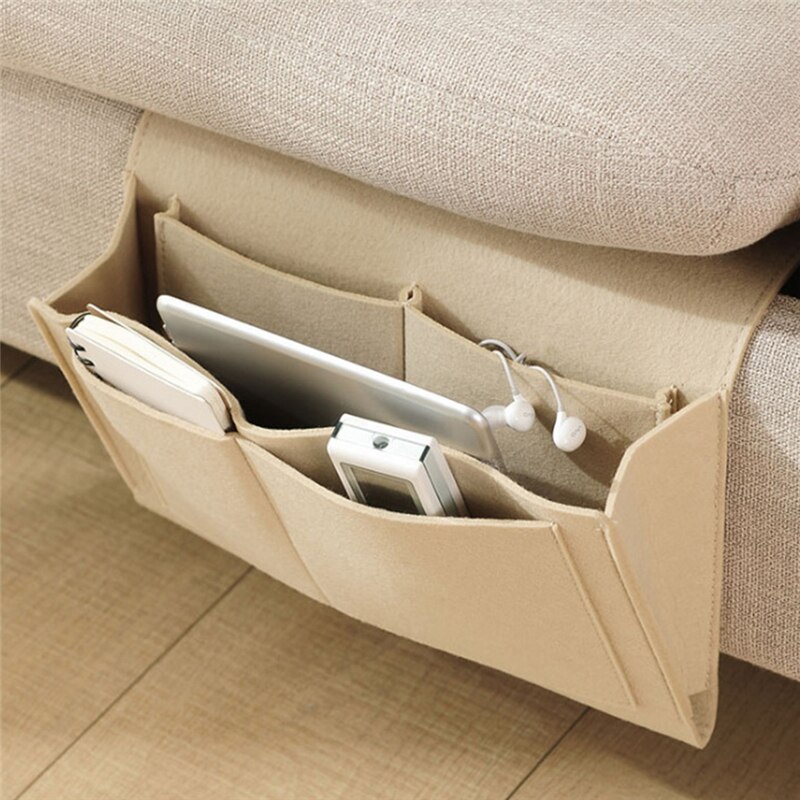 Bedside Storage Organizer Hanging Caddy Bed Holder Pockets Bed Pocket Sofa Organizer Pockets Book Felt Bed Holder Pockets: beige