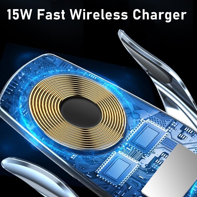 15W Fast Automatic Wireless Car Charger for Samsung S21 S20 iPhone 13 12 Pro 11 XR X 8 Magnetic USB Infrared Sensor Phone Holder