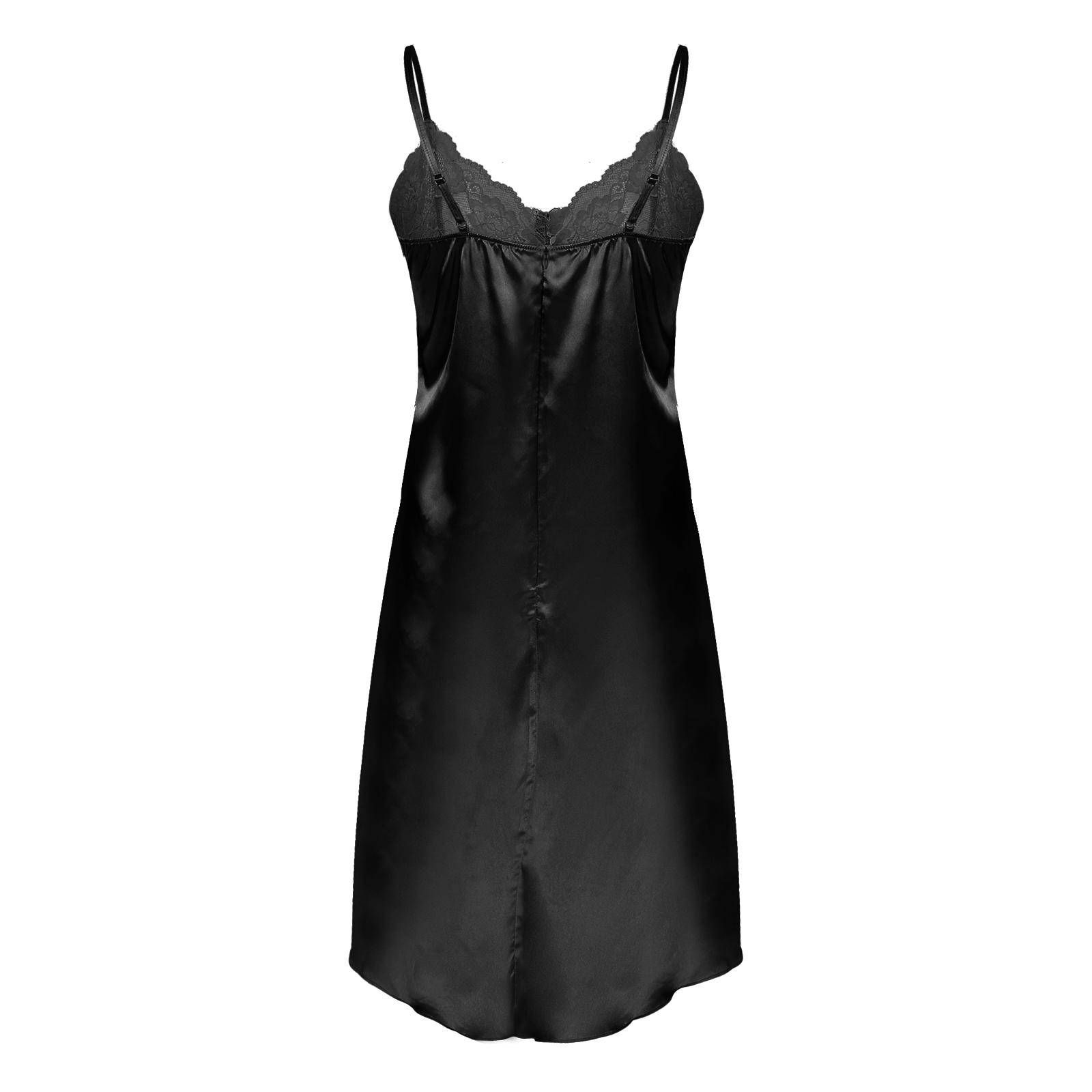 Herren Weichei Satin- Nachthemd überqueren-Dressing Nachtwäsche schier Spitze Kleid Patchwork Unregelmäßigen Saum Verstellbaren Trägern Kleid Nachtwäsche