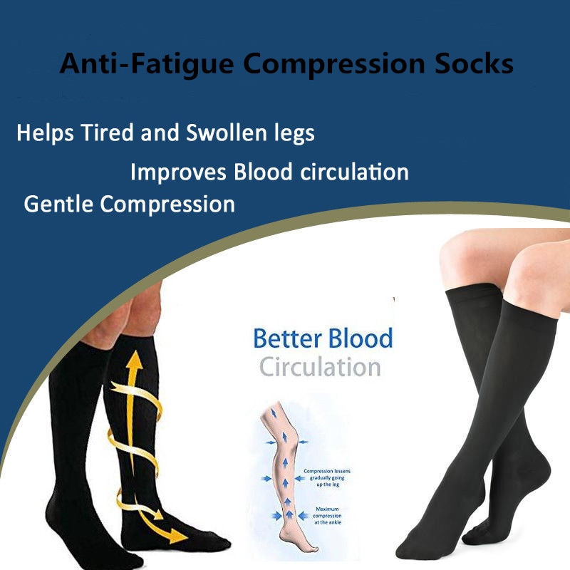 Unisex Compression Stockings Anti Swelling Anti-Fatigue Pure Color Compression Socks Soft Relief Foot Pain Socks