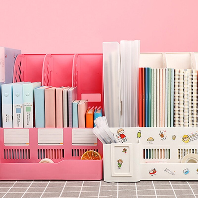 Multi-purpose 4-layer Document Holder Lable Window Pen Holder File Storage Case Vertical Placement for Desk