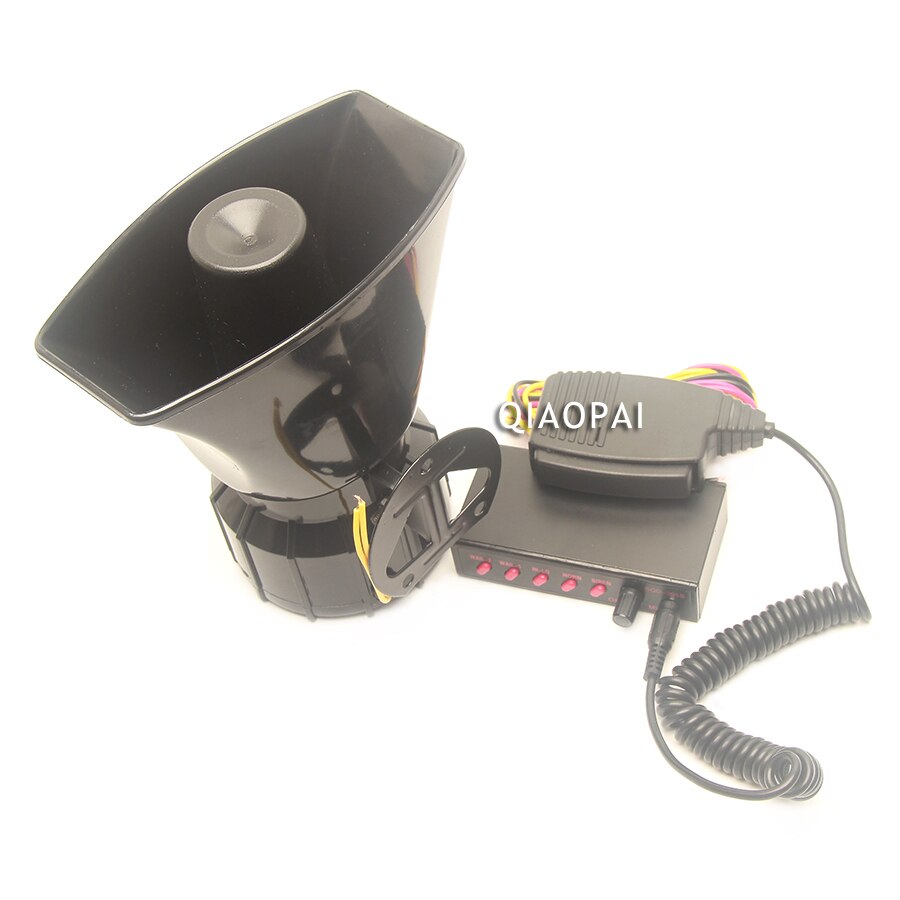 12V Car Horn Siren Police Sound 5 Mutil Tone Alarm Electric Horn 100W PA Speaker System Megaphone Loud for VW Train Boat Ship