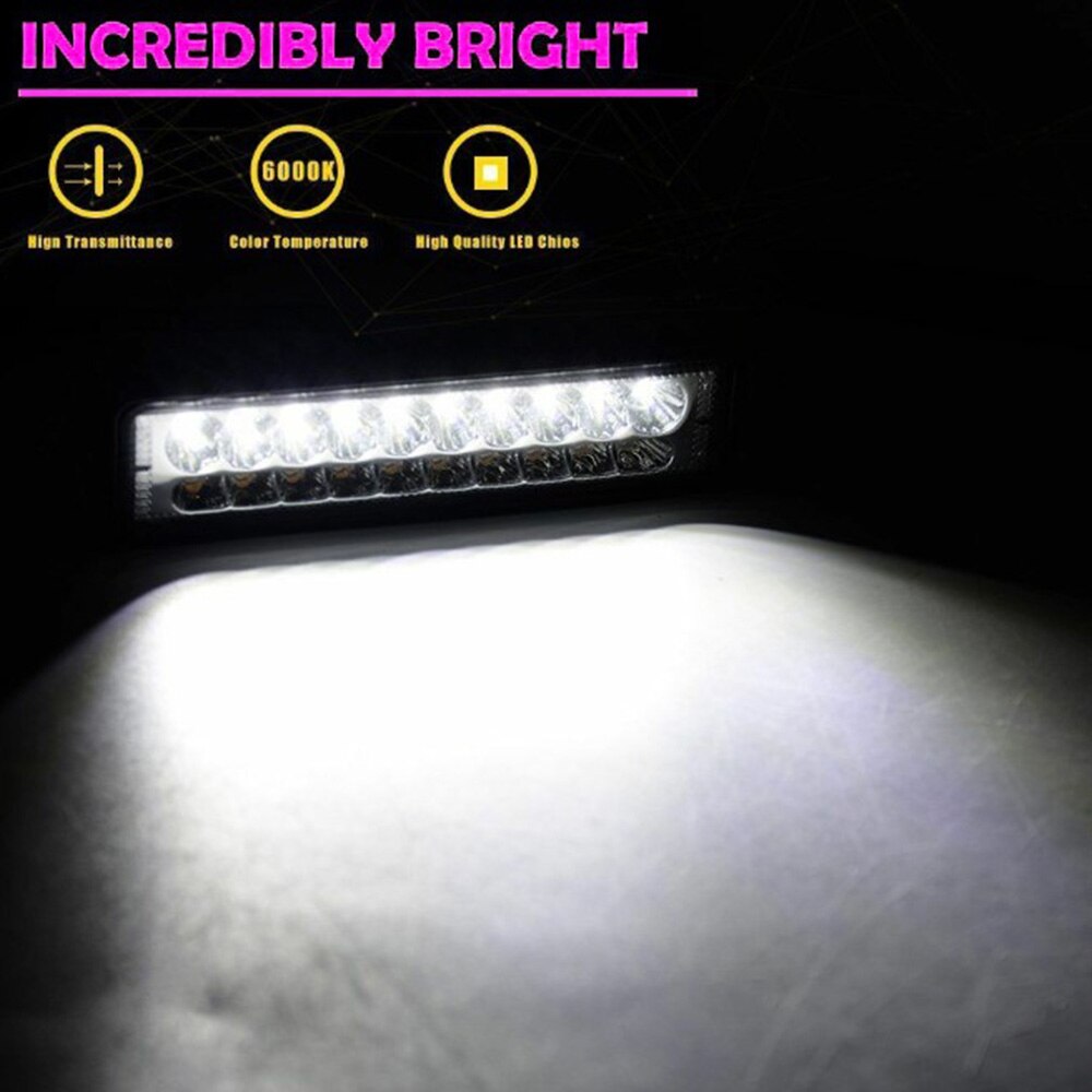 1X 6inch LED Work Light Bar Flood Spot Driving Fog Lamp Dual Color White & Amber