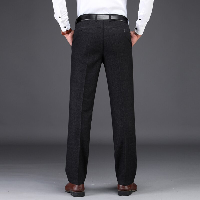 Plus zise 42 44 46 herre jakkesætsbukser klassisk stil sort business casual straight stretch kjole bukser til mænd mærke bukser
