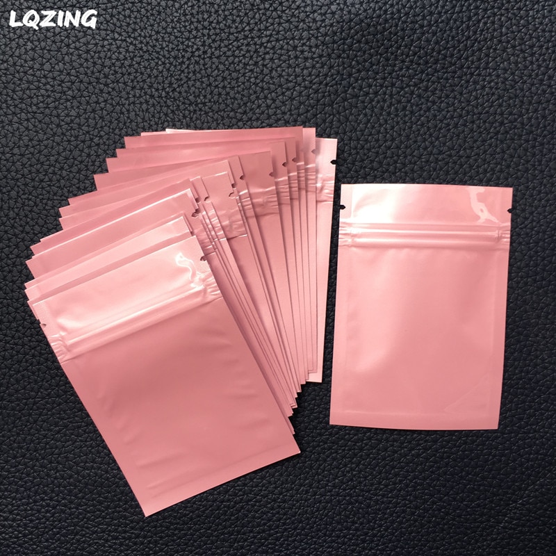 40 szt. Mini torby Ziplock z zamkiem błyskawicznym, aluminiowe torby nadające się do recyklingu, różowy zamek błyskawiczny, torba do przechowywania biżuterii, 7*10 cm kolory
