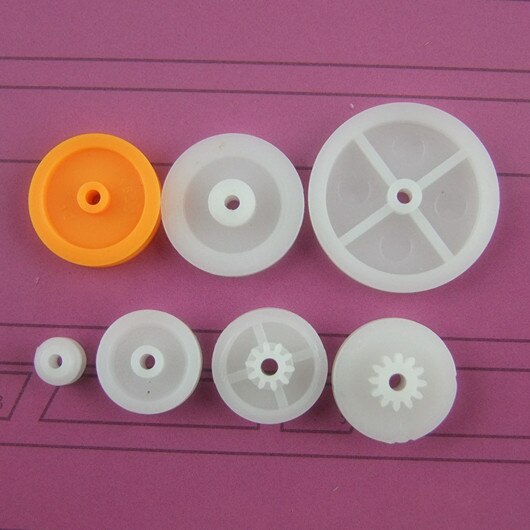 Fine ABS Plastic Pulleys Mixed 7pcs Toy Gears Kit 7 Different Belt Pulley Gears Toy DIY Accessories