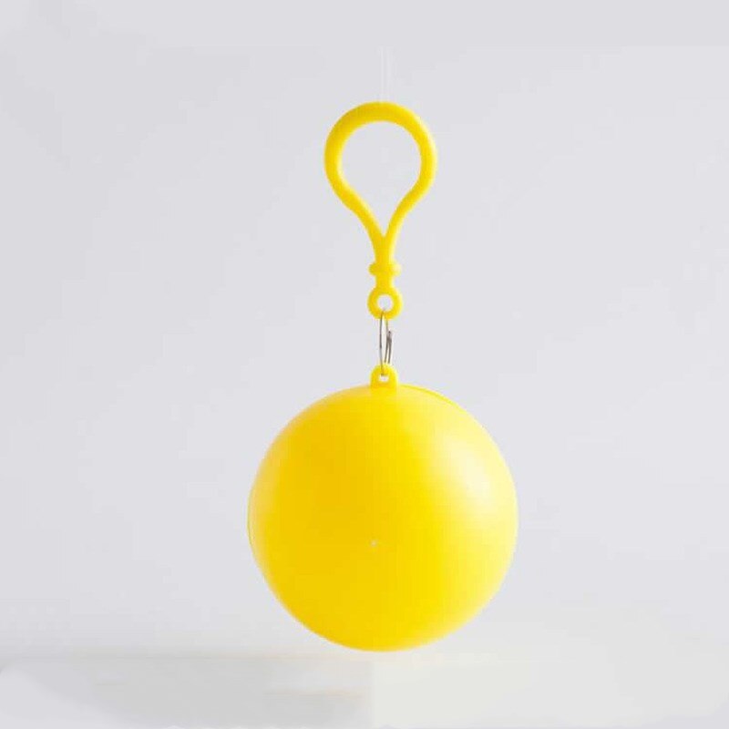 Chubasquero desechable portátil para hombre y mujer, llavero con bola, Poncho, capa impermeable, 6 colores: yellow