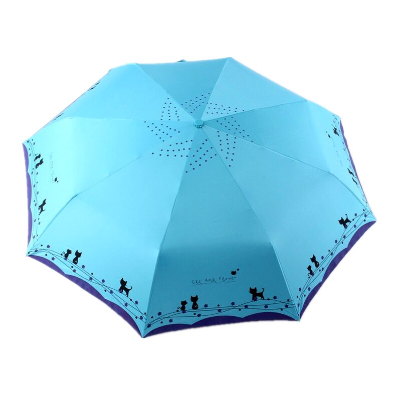 Oprindelige søde kat automatisk regn parasol kvinder bærbar vandtæt parasol vindtæt foldbar paraply