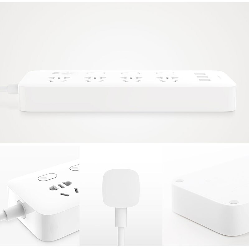 Original Xiaomi Mijia Power Strip 4 Sockets 4 Individual control Switches 5V/2.1A 3 USB port Extension Sockets Charger 2m cable