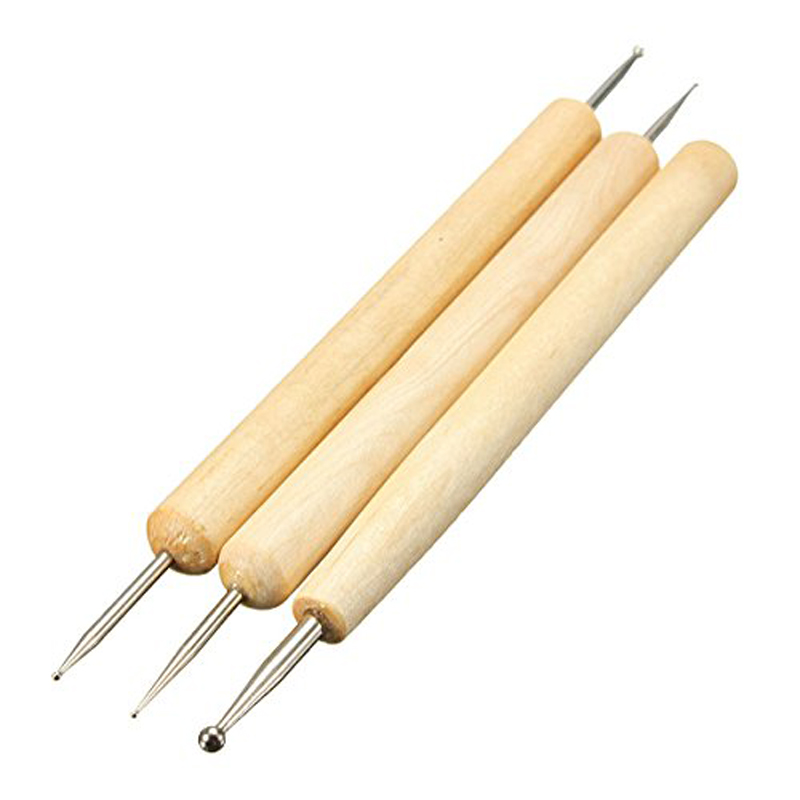 3Pcs Ball Styluses Tool Set for Embossing Pattern Clay Sculpting Modeling Making Polymer Ceramic Tools Kit Playdough Tool