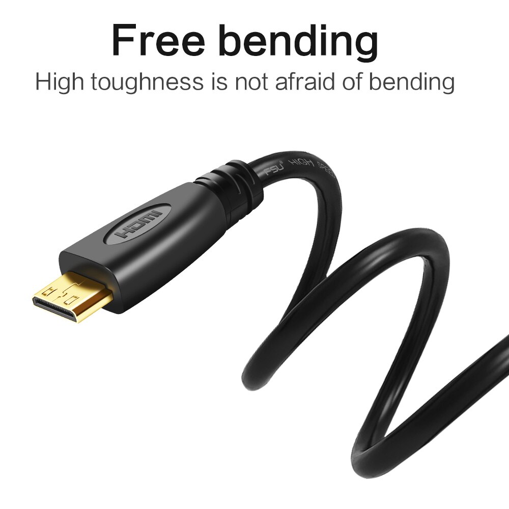 1080P 3D Mini HDMI to HDMI Cable connector Gold plated plug Speed Cables for camera monitor projector notebook 3M 5MHDMI Adapter