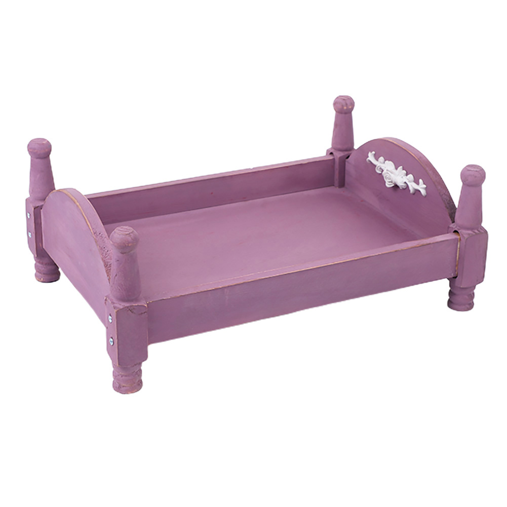 Wooden Baby Bed Infant Detachable Crib For Newborn Accessories Easy Install Mini Eco Friendly Photo Studio Photography Props: Purple