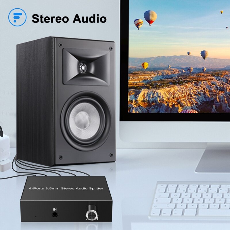 4 Ports 3.5mm Audio Splitter Multiple Audio Outputs Headphone Amplifier Stereo Audio Amplifier Earphone Splitter