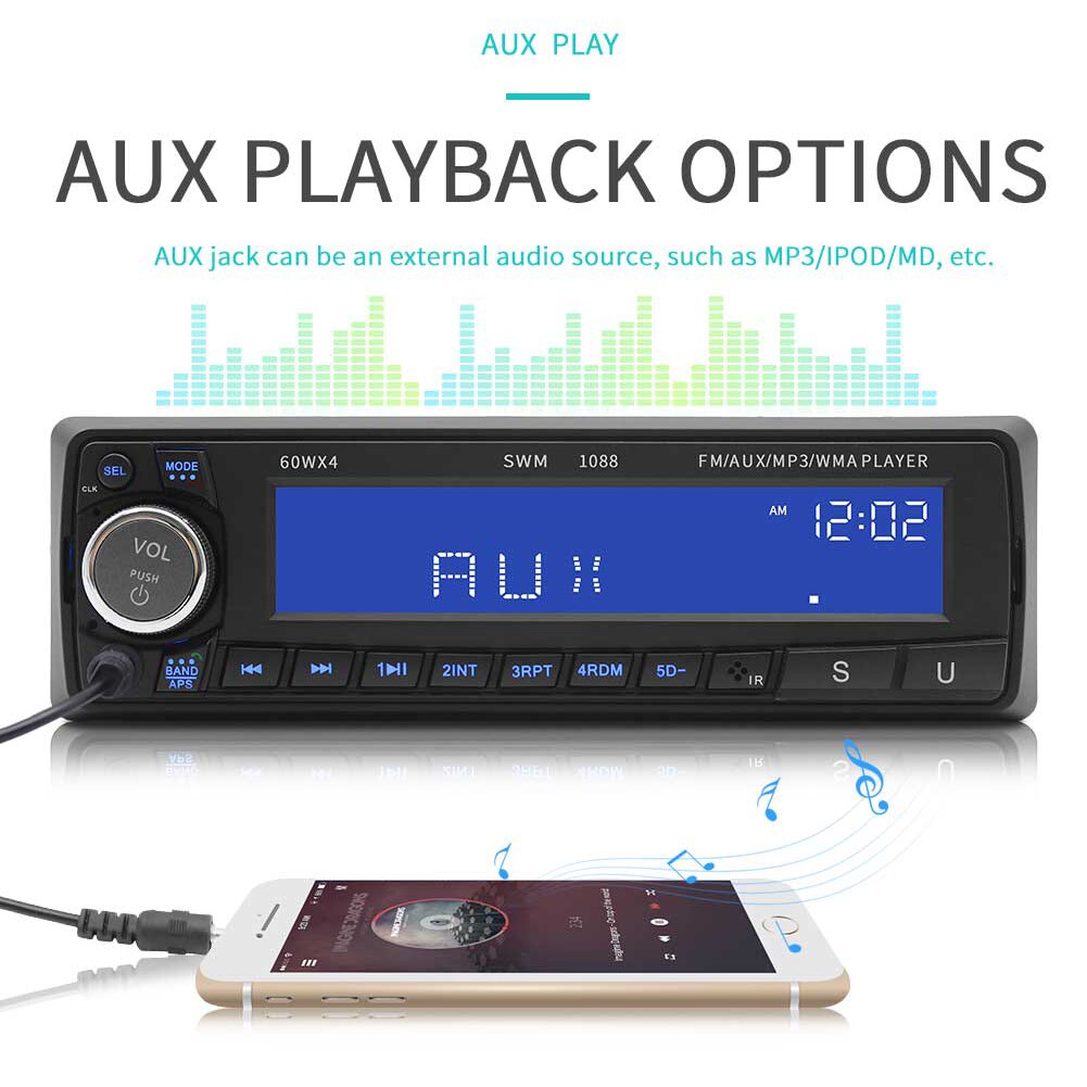 SWM-1088 autoradio Bluetooth AUX-in TF U disque lecteur MP3 unique 1 DIN Auto stéréo dans l'unité de tête de tableau de bord