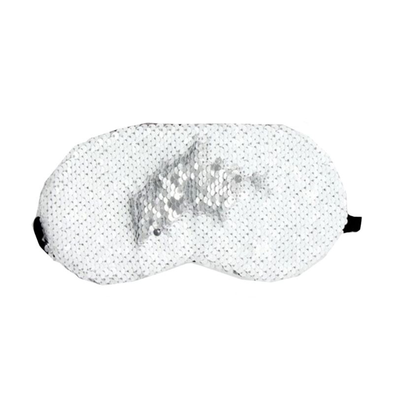 Las mujeres niñas escamas de pescado lentejuelas mágicas reversibles elástico mascarilla para dormir: Blanco