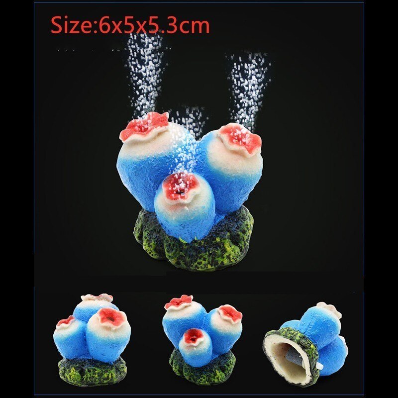 Air Stone Bubble Diffuser Aquarium Decoratie Zee Parel Shell Vulkaan Coral Bloem Ornament Land Waterlandschap Aquarium: green