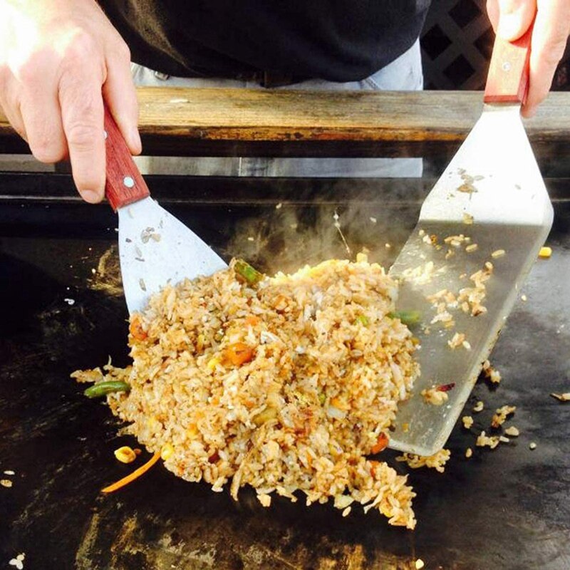 Espátula para parrilla inclinada de acero inoxidable, espátula plana para comedor, hoja recta para parrilla y uso de la cocina, 2 uds.