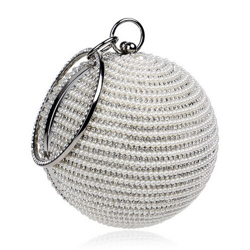 Ball Diamond Tassel Women Party Metal Crystal Clutches Evening Wedding Bag Bridal Shoulder Handbag Wristlets Clutch: silver3