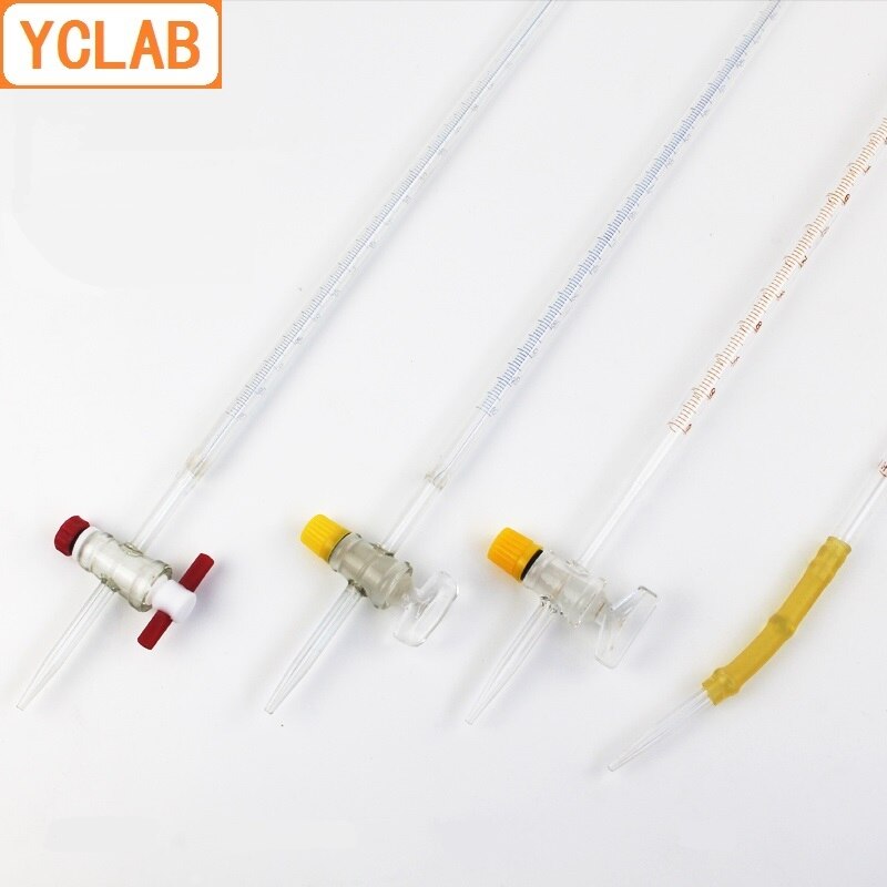 Yclab 25ml burette med stophane til syreklasse et gennemsigtigt laboratorie kemiudstyr i glas