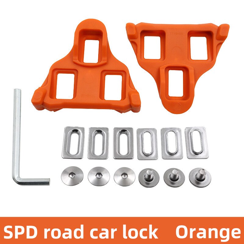 Cubiertas de tacos para ciclismo de 6 grados, tacos de bicicleta de carretera, pedales de ciclismo con bloqueo automático para Ciclismo de Carretera, equipos deportivos para montar: Naranja