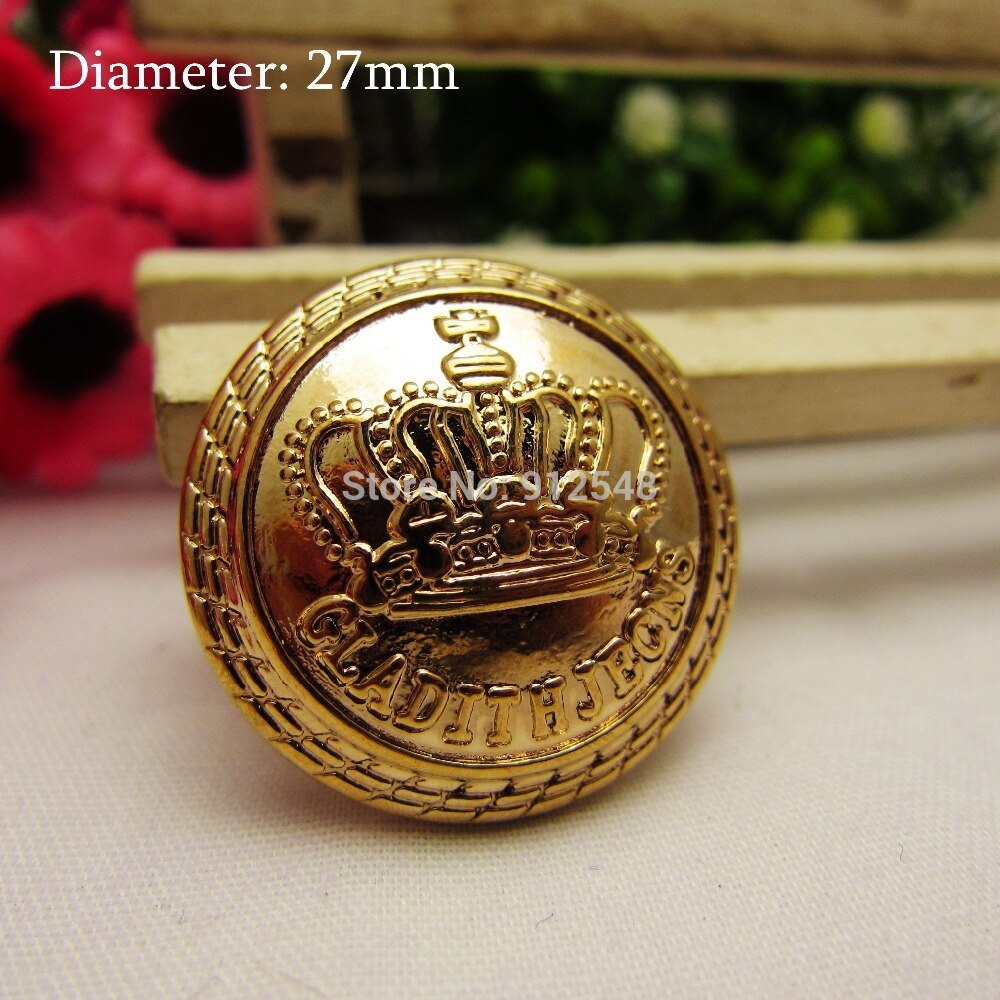 RJ922,10pcs,27mm gold metal buttons in Gold color,Imperial crown Classic British style,garment accessories DIY materials