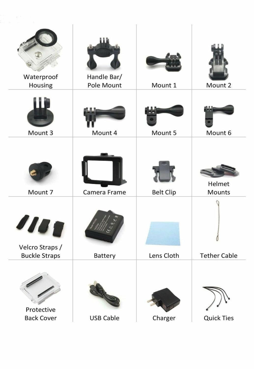 4K Action Camera Dual Screen Ultra HD 16MP Camcorder Sports Cam Camera 4k+ Remote + Accessory Bundle