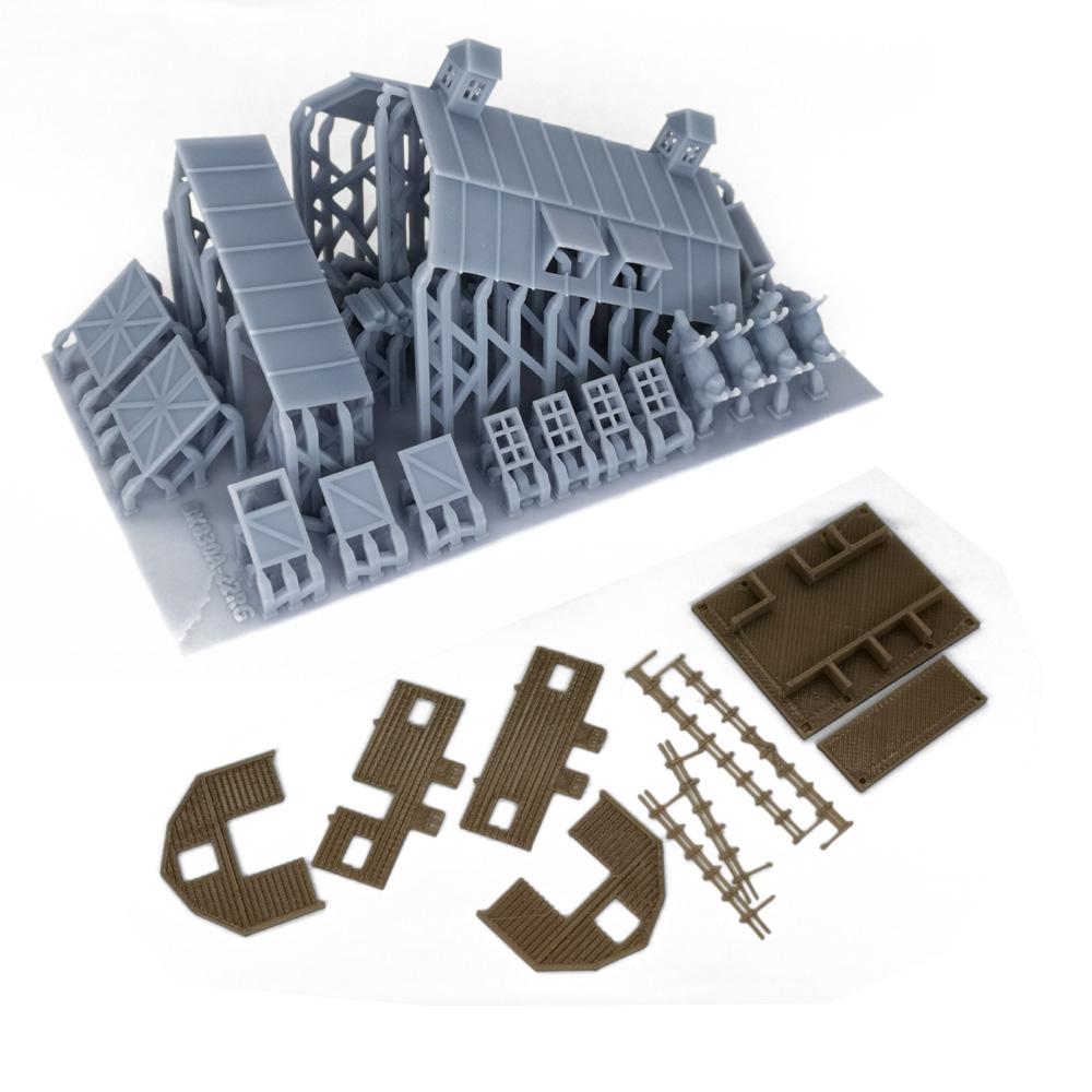 Outland Models Country Farm Barn w Accessories Z Scale 1:220