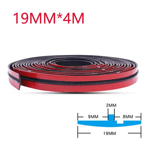14mm/19mm bilgummi tätningslister auto tätningsskydd klistermärke fönsterkant bil vindruta tak gummitätning: 19mm 4m