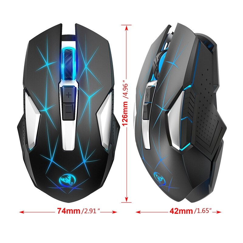 Tragbare, kabellose, wiederaufladbare maus, ergonomische gaming-maus mit 2400 dpi für laptop, notebook, pc, computer und tablet