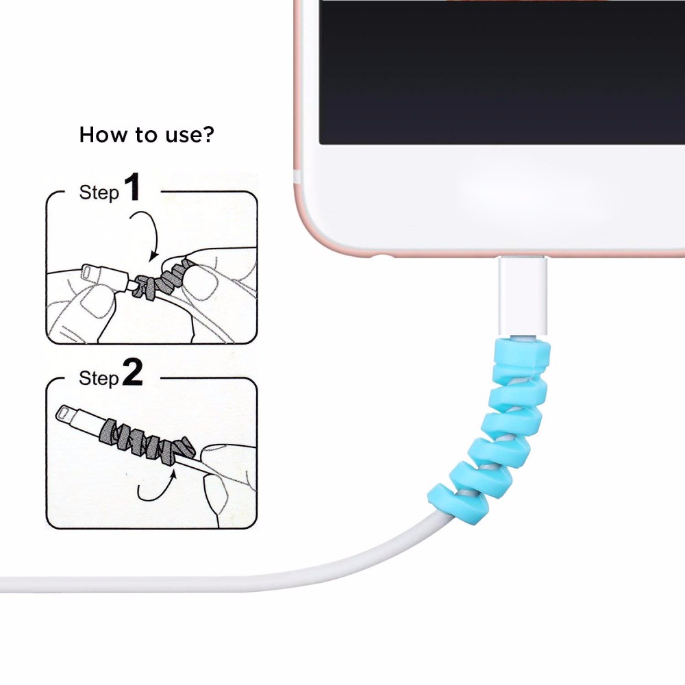 Protector de 2 piezas para Apple iPhone 5 6 7 8 X para cargador USB para Latop Mouse ordenador Cable enrollador