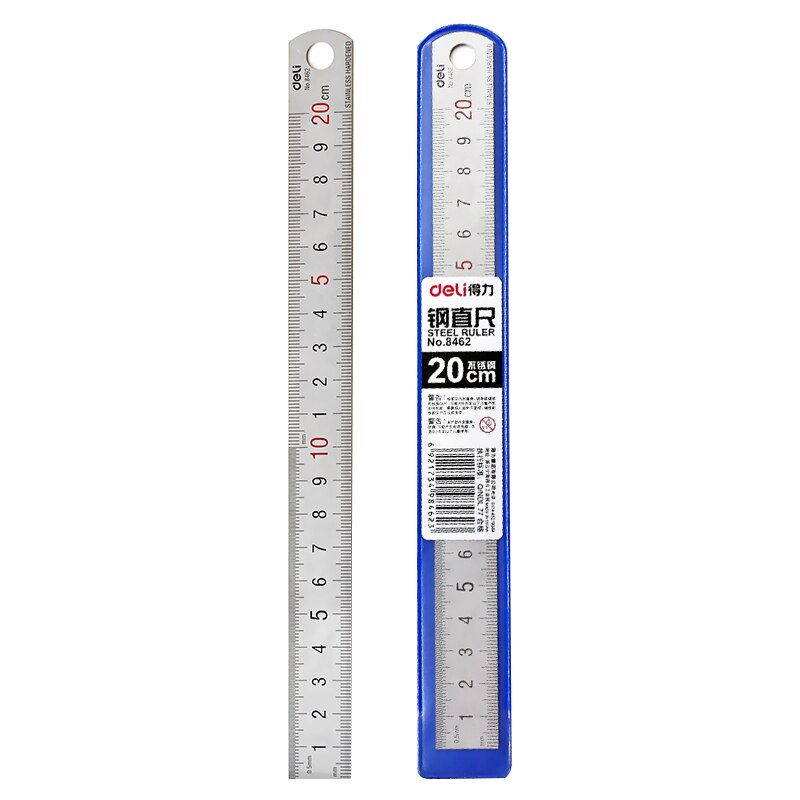 Deli Metal Ruler Silver 15/20/30cm Stainless Steel Straight Rulers Functional Mapping Tool School Office Drawing Supplies