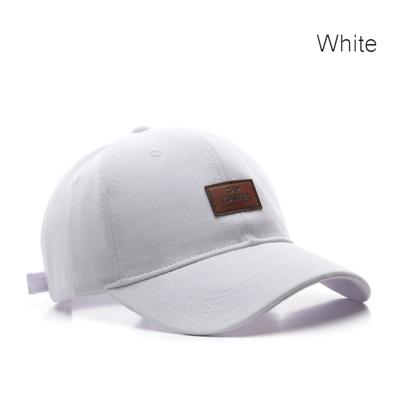 Sleckton Retro Baseball Cap Voor Mannen En Vrouwen Zomer Vizieren Zon Caps Mode Snapback Hoed Pu Lederen Patch Vader Hoeden unisex: White